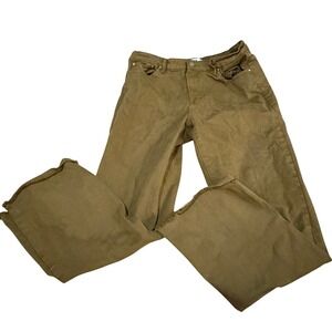 Mica Los Angeles Olive Green Wide Leg Raw Hem Pants Size 31 High Rise Trousers